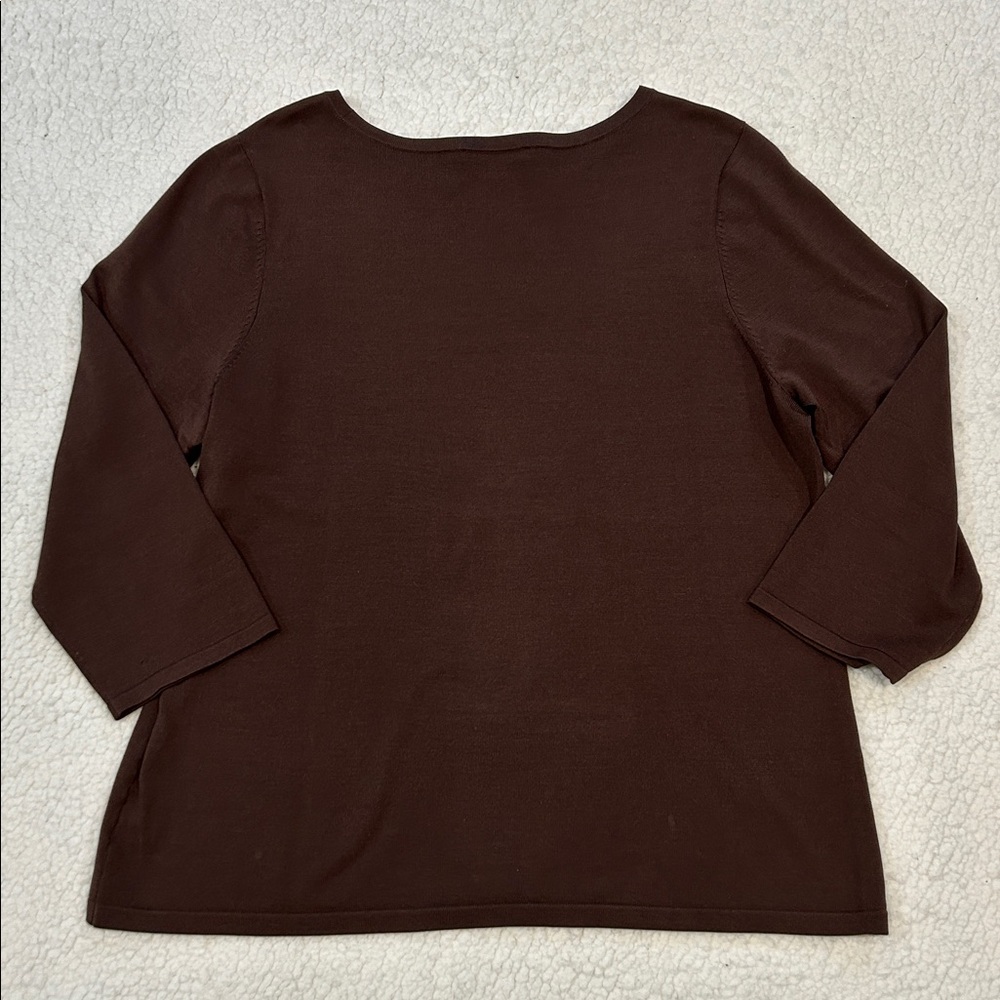 Pendleton Silk Blend 3/4 Sleeve Sweater size XL Brown Minimalist Neutral - Picture 2 of 16